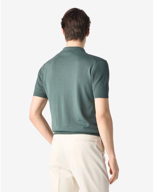 Corneliani Green Buttonless Pima Cotton Polo Shirt for men
