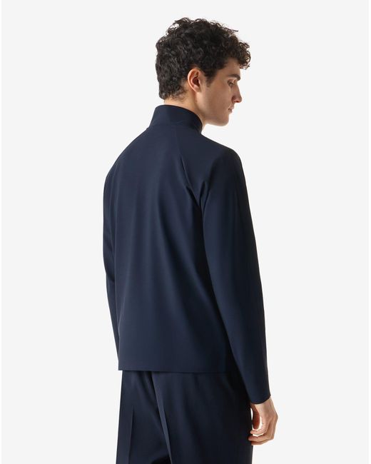 Corneliani Blue Full Zip Jersey Sweatshirt for men