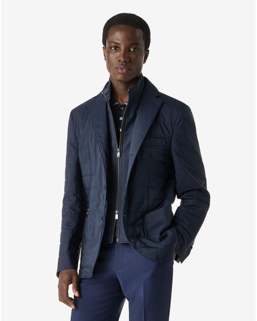 Corneliani Blue Water-Repellent Jacket With Inner Vest for men