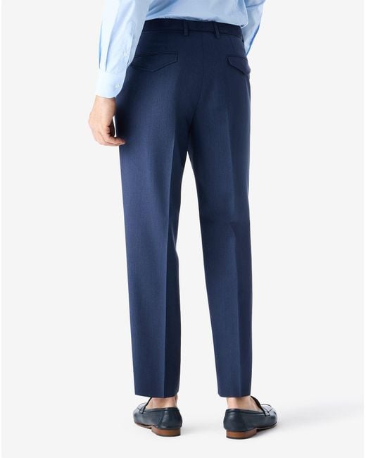 Corneliani Blue Wool, Silk And Mohair Single-Dart Trousers for men