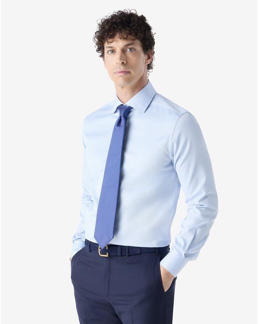Corneliani Blue Textured Cotton Shirt for men