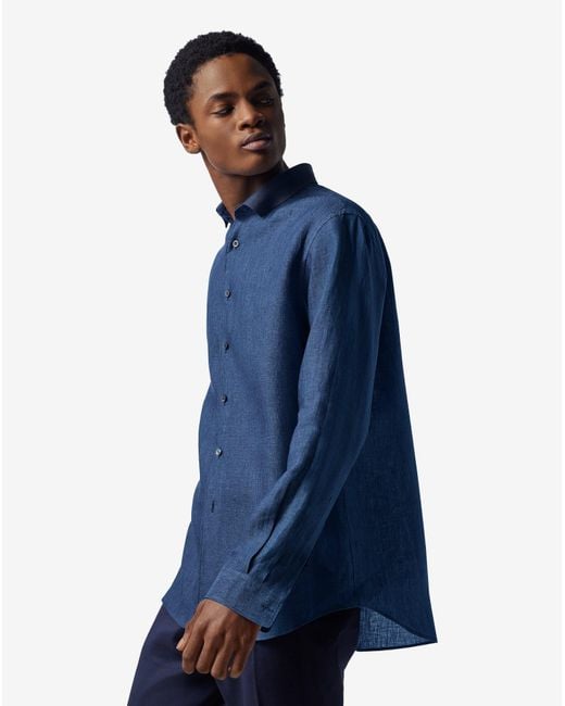 Corneliani Blue Denim Pure Linen Shirt for men
