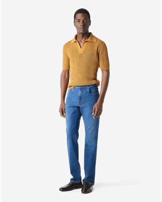Corneliani Blue 5-Pocket Trousers Made From Stretch Denim for men