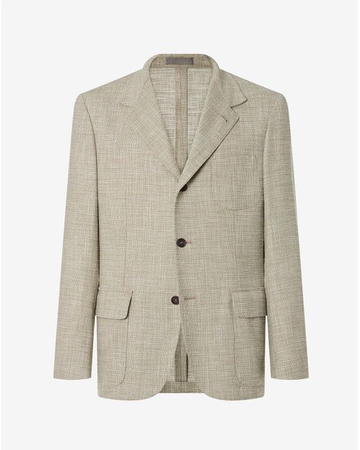 Corneliani Natural Light Wool, Silk And Stretch Cotton Jacket for men