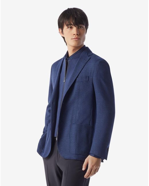 Corneliani Blue Stretch Wool Jacket With Inner Vest for men