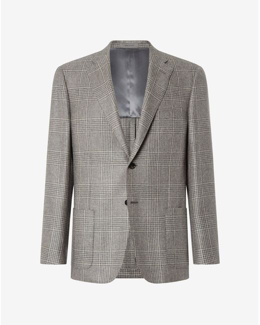 Corneliani Gray Melange Glen Plaid Pure Cashmere Jacket for men