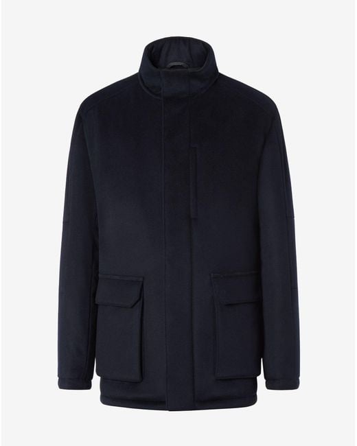 Corneliani Blue Melange Cashmere Blend Field Jacket for men