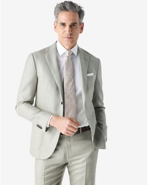 Corneliani Gray Sage Silk, Wool And Linen Twill Suit for men