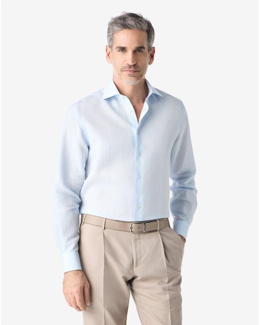 Corneliani White Light Chambray Linen Shirt for men