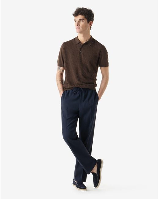 Corneliani Blue 120's Stretch Wool Trousers for men
