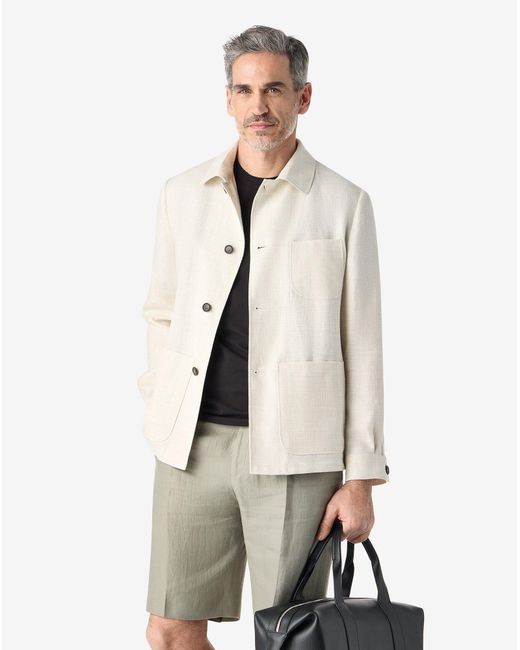 Corneliani White Wool And Linen Hopsack Jacket for men