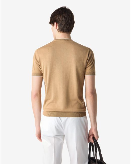 Corneliani Natural Crew Neck Silk And Cotton Knitwear for men