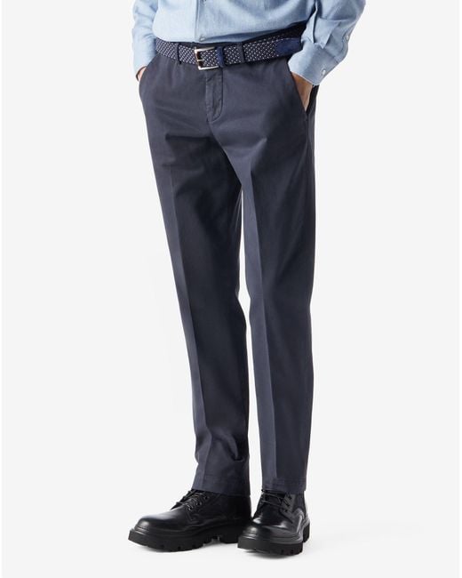 Corneliani Blue Stretch Cotton Gabardine Chino Trousers for men