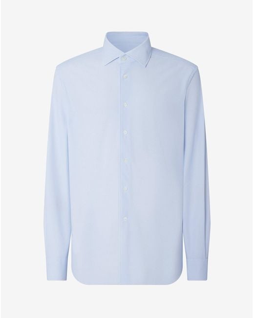 Corneliani Blue Light Bi-Elastic Fabric Shirt With Micro Pattern for men
