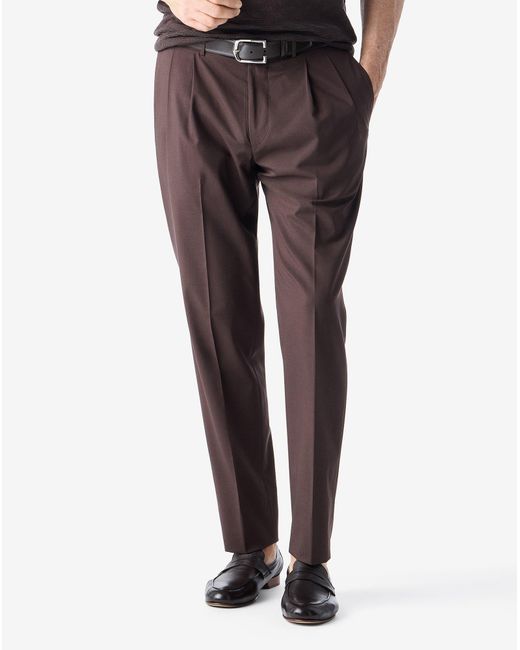 Corneliani Brown 160's Wool And Stretch Silk Trousers for men