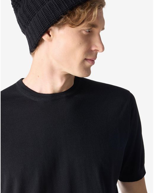 Corneliani Black Crew Neck T-Shirt Made From Pure Wool for men