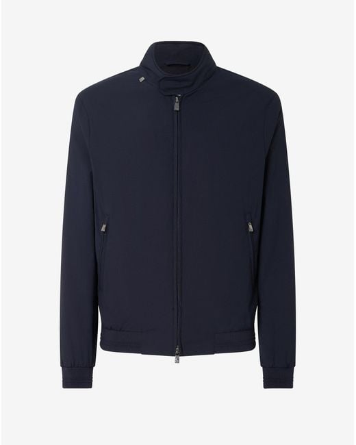 Corneliani Blue Semi-Lined Technical Wool Bomber Jacket for men