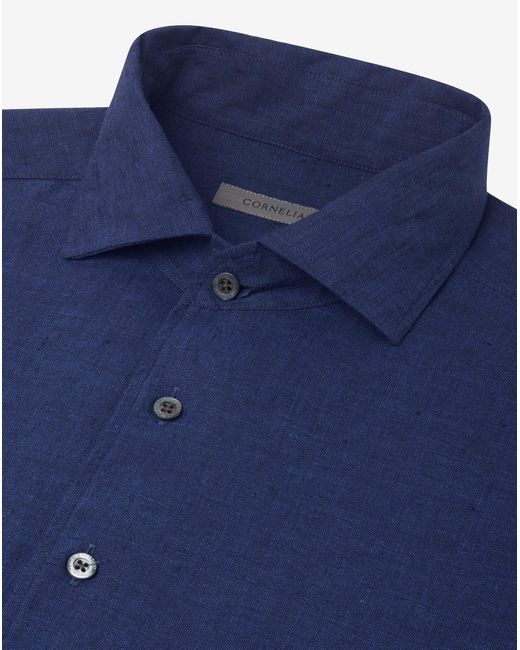Corneliani Blue Pure Linen Shirt for men