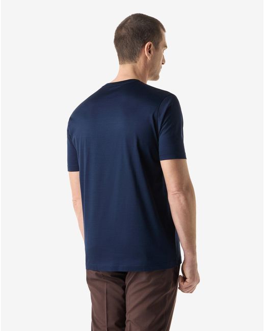 Corneliani Blue Crew Neck Pure Cotton T-Shirt for men