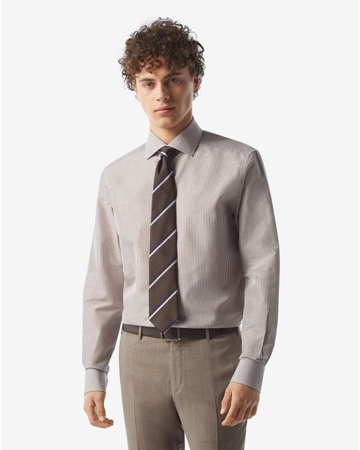 Camicia Con Bacchetta Bianca di Corneliani in Gray da Uomo