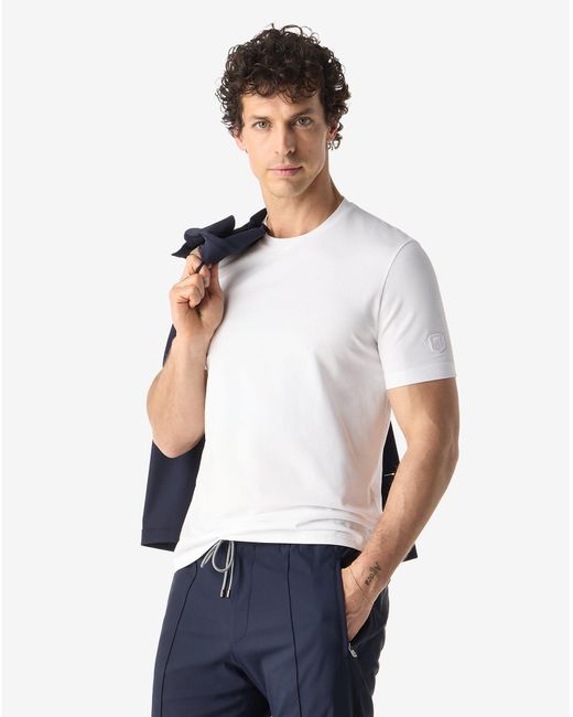 Corneliani White Crew Neck Stretch Cotton Jersey T-Shirt for men