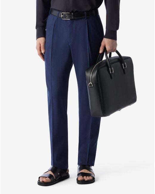 Corneliani Blue Wool Single-Dart Trousers for men