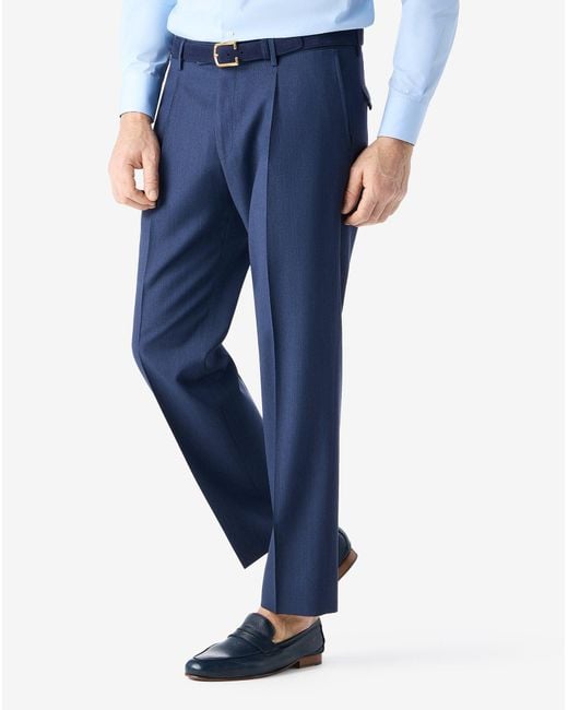 Corneliani Blue Wool, Silk And Mohair Single-Dart Trousers for men
