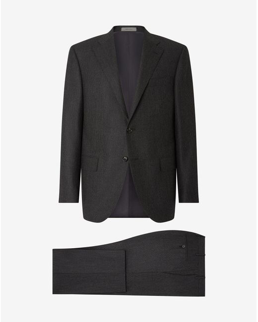 Corneliani Black Wool Flannel And Cashmere Suit for men