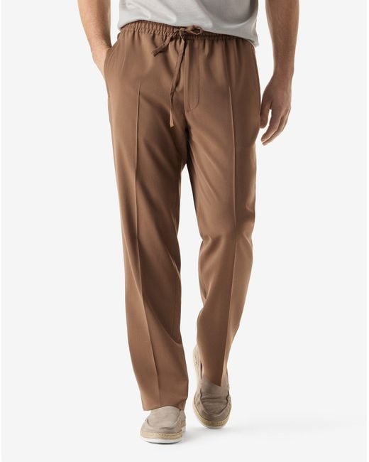 Corneliani Brown 120's Stretch Wool Trousers for men