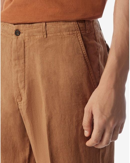 Corneliani Brown Rusty Pure Linen Trousers for men