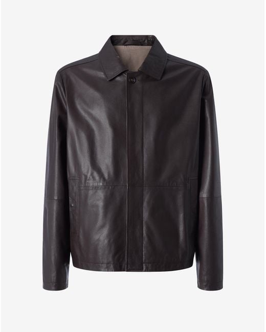 Corneliani Black Nappa Leather Jacket for men