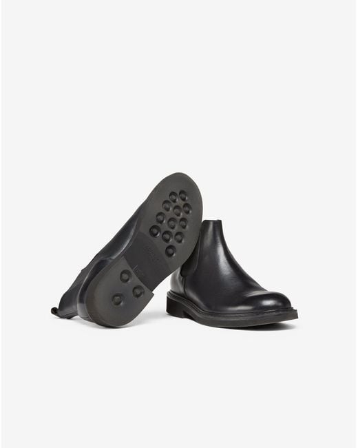 Corneliani Black Aged Calfskin Chelsea Boots for men