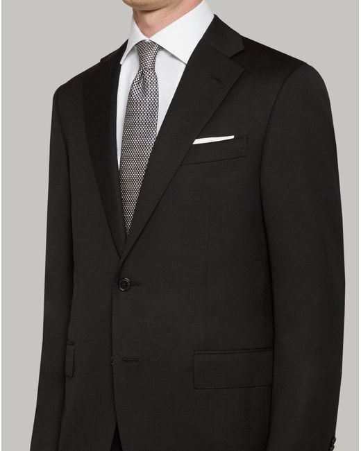Corneliani Black Lined Wool Suit for men