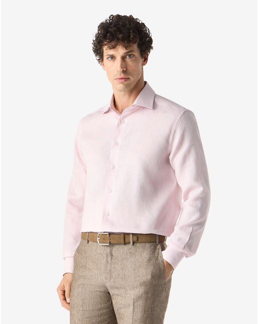 Corneliani Pink Chambray Linen Shirt for men