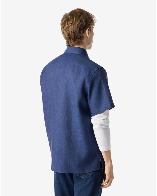 Corneliani Blue Chambray Linen Shirt for men