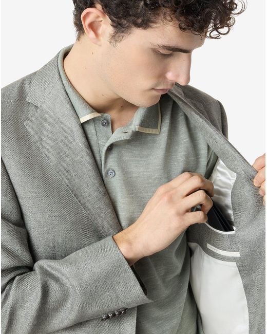 Corneliani Gray Linen And Lyocell Jacket for men