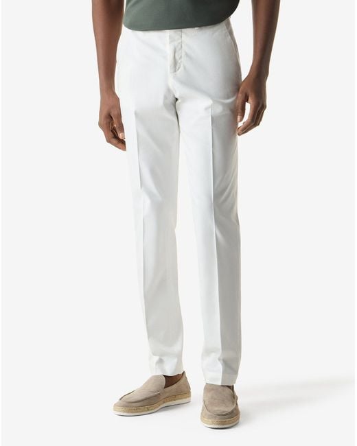 Corneliani White Stretch Gabardine Chinos for men