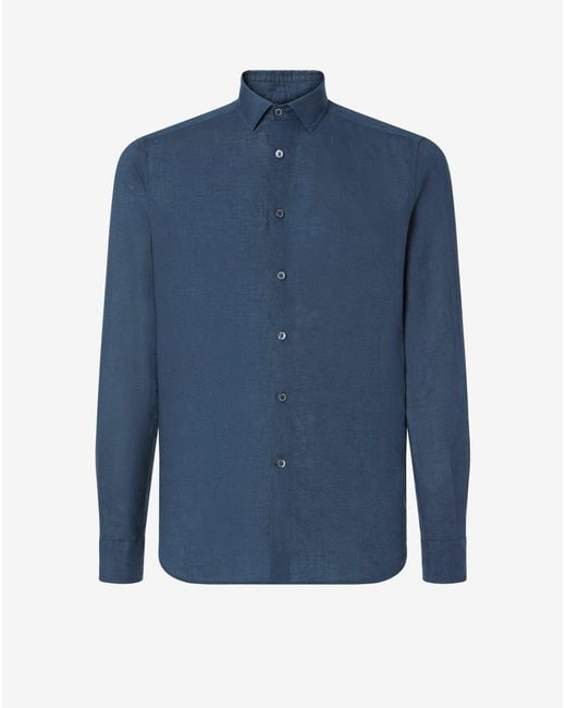 Corneliani Blue Pure Linen Shirt for men