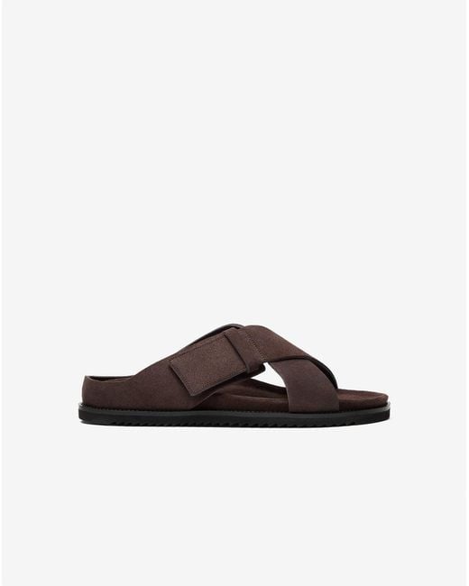 Corneliani Brown Dark Sandals With Suede Crossover Straps for men