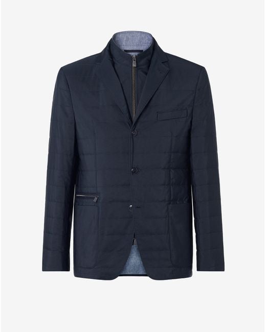 Corneliani Blue Water-Repellent Jacket With Inner Vest for men