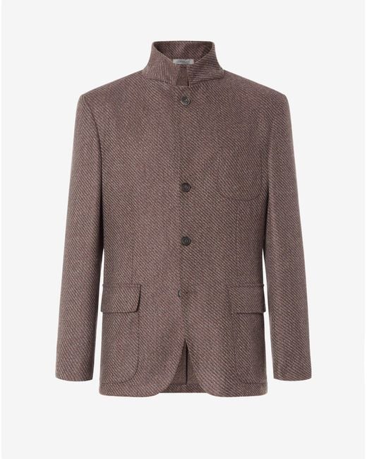 Corneliani Brown Burned Earth Wool, Silk And Cashmere Jacket for men