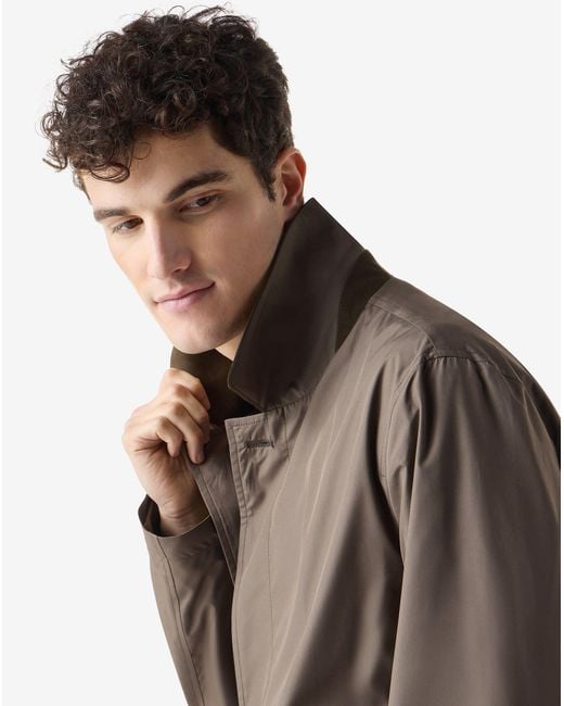 Corneliani Brown Dark Trench Coat Made From Technical Poplin for men