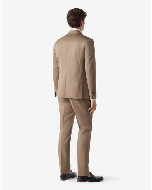 Corneliani Natural Hazelnut Wool And Cotton Suit for men