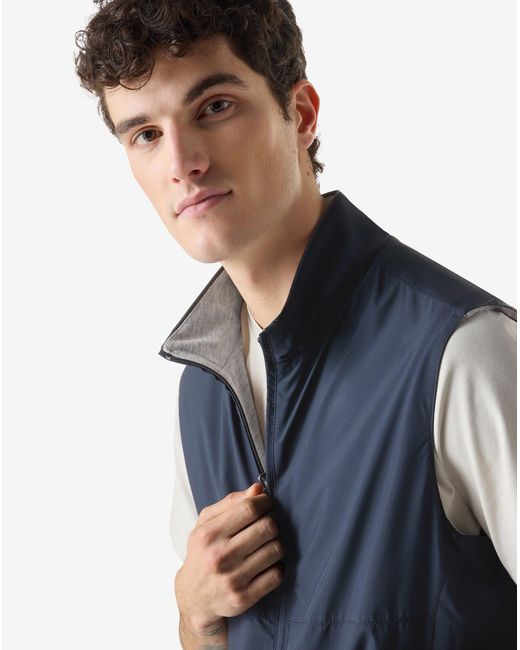 Corneliani Blue Technical Poplin Gilet for men