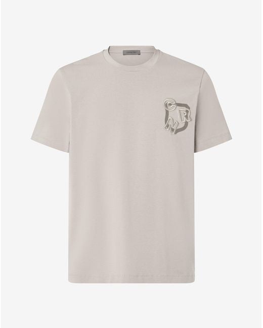 Corneliani Men's White Crew Neck Stretch Cotton Jersey T-Shirt