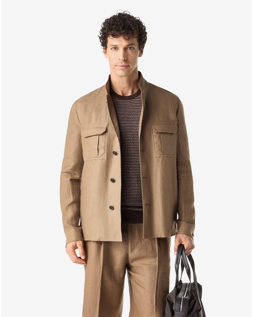 Corneliani Natural Linen Twill Overshirt for men