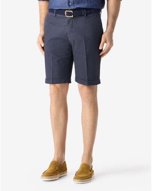 Corneliani Blue Garment-Dyed Stretch Cotton And Lyocell Bermuda Shorts for men