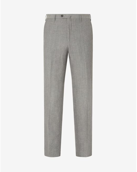 Corneliani Gray Wool And Linen Chambray Trousers for men