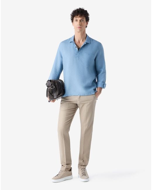 Corneliani Natural Garment-Dyed Light Canvas Chino Trousers for men