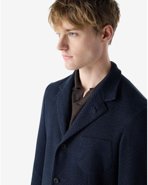 Corneliani Blue Linen And Silk Jersey Jacket for men
